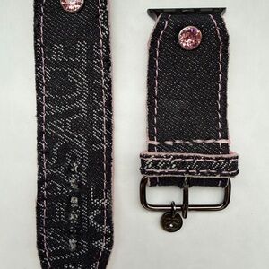 Authentic Upcycled Black/Pink Denim Apple Watchband by Spark’l-size 3 - 38/41mm